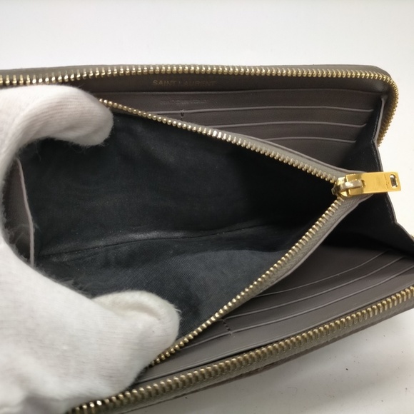 Saint Laurent Long Wallet Gray Leather - Picture 6 of 9